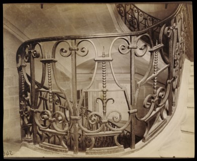 Staircase, rue Saint-Jacques 254; Eugène Atget, French, 1857 - 1927, Paris, France; 1907 - 1908; Albumen silver print