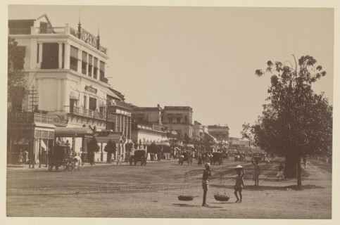 Esplanada Row, Looking Towards Dharamtala, Calcutta; Lala Deen Dayal, Indian, 1844 - 1905, India; 1886; Albumen silver print