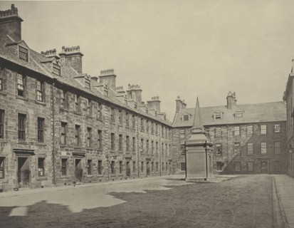 The Professors' Court, looking East; Thomas Annan, Scottish,1829 - 1887, Glasgow, Scotland; 1871; Carbon print; 17.5 × 22.6 cm