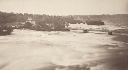 Lower American Rapids, Bath Island Paper Mill and Goat Island Bridge; George Barker, American, 1844 - 1894, Albany, New York