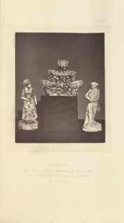 Centerpiece and pair of figures; William Chaffers, English, 1811 - 1892, London, England, Europe; 1871; Woodburytype