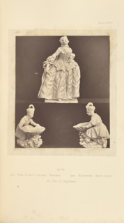 Pair of salt cellars and statuette; William Chaffers, English, 1811 - 1892, London, England, Europe; 1871; Woodburytype