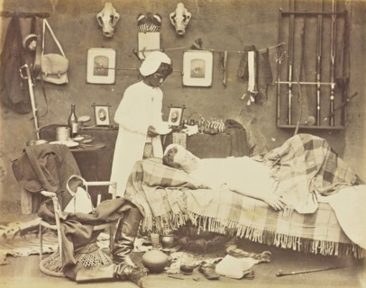 A Caucasian Hunter with His Native Servant; Willoughby Wallace Hooper, English, 1837 - 1912, India, Asia; 1873; Albumen silver
