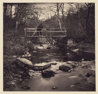 Man on bridge; Arthur Brown, British, active 1850s, Saltburn-on-the-Sea, North Yorkshire, England; 1878; Carbon print