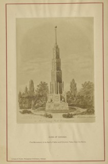 Fire Monument, to be Built of Safes and Columns taken from the Ruins; George N. Barnard, American, 1819 - 1902, Chicago