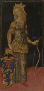 Oenone, left end panel, Francesco di Giorgio Martini, Italian, Sienese, 1439 - 1501, 1460s; Tempera on panel; 41.9 x 24.1 cm