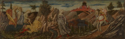 The Story of Oenone and Paris, center panel, Francesco di Giorgio Martini, Italian, Sienese, 1439 - 1501, 1460s; Tempera
