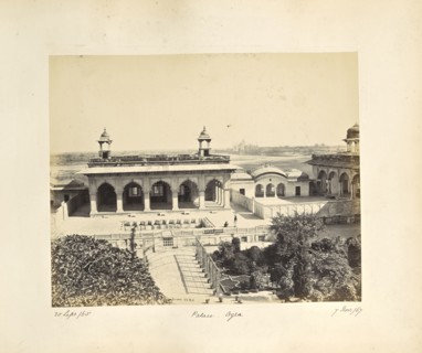 Agra; The Fort, the Palace of Akbar with the Taj in the distance; Samuel Bourne, English, 1834 - 1912, Ä€gra, Uttar Pradesh