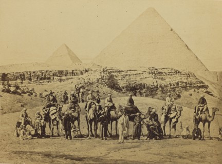 Gîzeh, Egypt, The Departure of H.R.H. the Prince of Wales and Suite from the Pyramids; Francis Bedford, English, 1815,1816