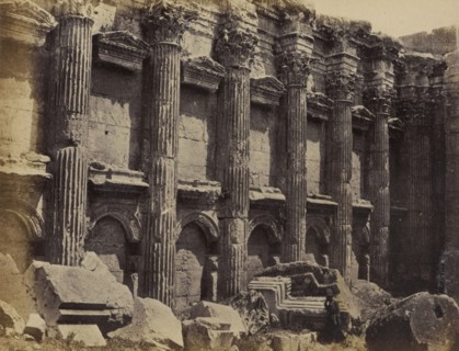 Baalbek, The North Wall of the Interior of the Temple of Jupiter, Showing the Fluted Columns; Francis Bedford, English, 1815