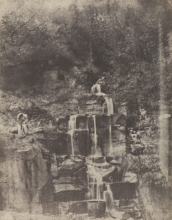 Forest Landscape with Waterfall and Rocky Grotto; Attributed to John Stewart, British, 1800 - 1887, Louis Désiré Blanquart
