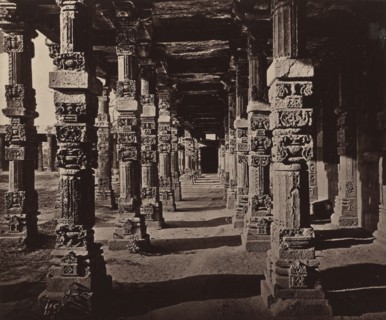 Interior of the Colonnade of Hindoo Pillars at the Kootub; Bourne & Shepherd, English, founded 1863, London, England; 1877