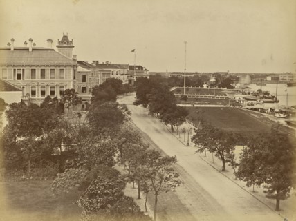 Astor House & Oriental Bank, Shanghai, Bund; Unknown maker; Shanghai, China; 1870 - 1880; Albumen silver print
