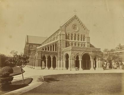 The Cathedral, Shanghai; Unknown maker; Shanghai, China; about 1870; Albumen silver print