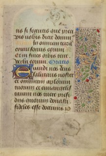 Decorated Text Page; Nicolas Spierinc, Flemish, active 1455 - 1499, Antwerp, illuminated, Belgium; 1469; Tempera colors, gold