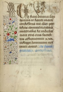 Decorated Text Page; Nicolas Spierinc, Flemish, active 1455 - 1499, Antwerp, illuminated, Belgium; 1469; Tempera colors, gold