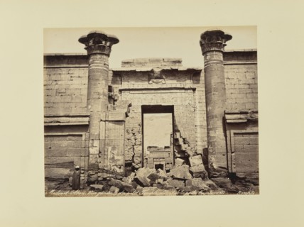 Medinet-Abou. Vue générale du petit Temple, détail de la porte, égypte, Félix Bonfils, French, 1831 - 1885, 1870s; Albumen