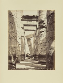 Karnak. Colonne inclinée dans la salle hypostyle, égypte; Félix Bonfils, French, 1831 - 1885, 1870s; Albumen silver print