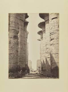 Karnak. Avenue centrale de la salle hypostyle, égypte; Félix Bonfils, French, 1831 - 1885, 1870s; Albumen silver print