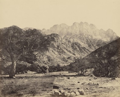 Mount Serbal, From the Wádee Feyrán; Francis Frith, English, 1822 - 1898, Mount Serbal, Israel; about 1858; Albumen silver