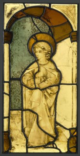 Saint John the Evangelist; German; Germany; about 1430; Pot-metal and colorless glass, vitreous paint, and silver stain; lead