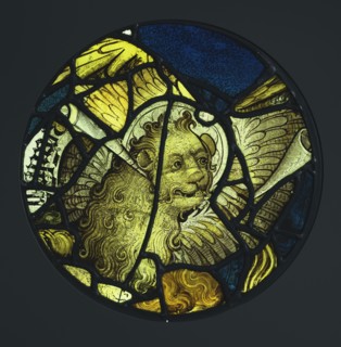The Lion of Saint Mark; English; England; about 1420 - 1430; Pot-metal and colorless glass, vitreous paint, and silver stain