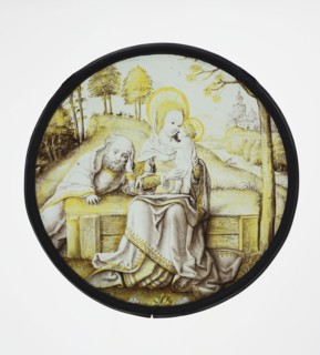 Rest on the Flight into Egypt; South Netherlandish; Bruges, ?, South Netherlands; about 1510; Colorless glass, vitreous paint