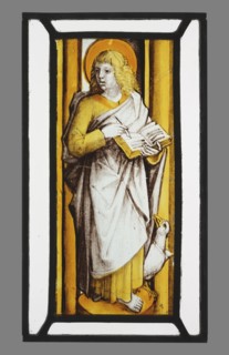 Saint John the Evangelist; Netherlandish; Bruges, ?, South Netherlands; about 1490; Colorless glass, vitreous paint, and silver