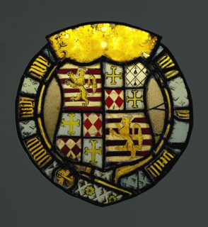 Heraldic Panel; English; East Anglia?, England; about 1520; Pot-metal and colorless glass, vitreous paint, and silver stain