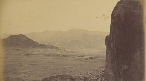 Desert view with fort in distance; John Burke, British, active 1860s - 1870s, Afghanistan; 1878 - 1879; Albumen silver print
