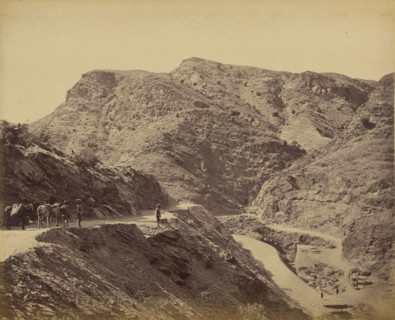 Men and donkeys on mountain path; John Burke, British, active 1860s - 1870s, Afghanistan; 1878 - 1879; Albumen silver print