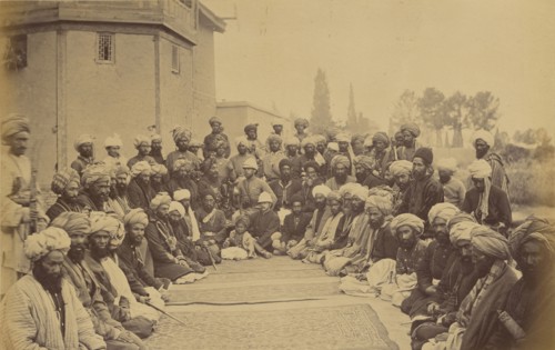 Group portrait of men, soldiers, and boy; John Burke, British, active 1860s - 1870s, Afghanistan; 1878 - 1879; Albumen silver