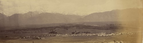 Panoramic landscape with camp; John Burke, British, active 1860s - 1870s, Afghanistan; 1878 - 1879; Albumen silver print