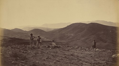 Men resting on hillside; John Burke, British, active 1860s - 1870s, Afghanistan; 1878 - 1879; Albumen silver print