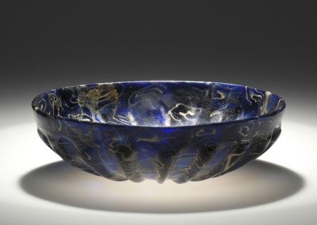 Ribbed Bowl; Workshop in the Eastern Mediterranean, Italy; 1st century B.C; Glass; 4.9 x 17 cm 1 15,16 x 6 11,16 in