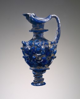 Core-formed dark blue small Oinochoe; Etruria, perhaps, Italy; 7th century B.C; Glass; 8.8 × 4.4 × 4.2 cm