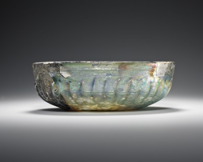 Ribbed Bowl; Eastern Mediterranean or Italy; 1st century B.C; Glass; 4.5 x 12.7 cm, 1 3,4 x 5 in