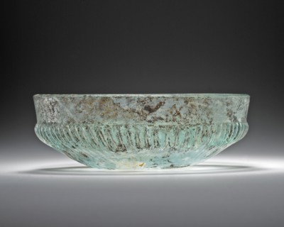 Ribbed Bowl; Eastern Mediterranean or Italy; 1st century B.C; Glass; 4.1 x 12.3 cm, 1 5,8 x 4 13,16 in