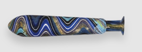 Perfume Flask with Swirled Blue, Black, White, Turquoise, and Gold Ribbons; Eastern Mediterranean or Italy end of 1st century BC