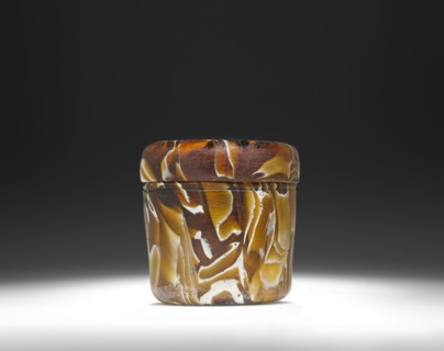 Lidded Pyxis; perhaps Italy; 1st century; Glass; 5.1 × 5.7 cm, 2 × 2 1,4 in