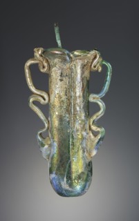 Bipartite Kohl Tube; Roman Empire; 3rd - 4th century; Glass, bronze; 11.5 x 7 cm, 4 1,2 x 2 3,4 in