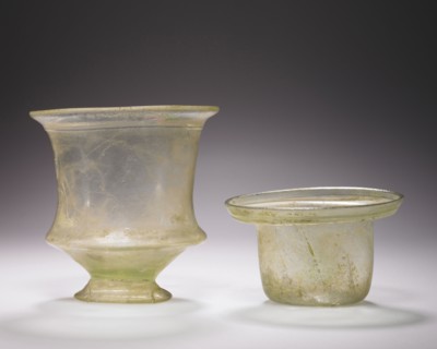Beaker and Cup; Eastern Mediterranean; 1st - 2nd century; Glass; 2003.379