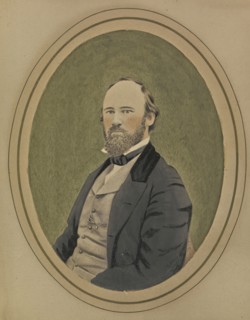 Portrait of a seated man; American; about 1850 - 1860; Hand-colored salted paper print; 21.1 × 15 cm, 8 5,16 × 5 7,8 in