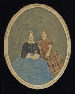 Portrait of two girls, Midora and Mamie; American; January 1, 1861; Hand-colored salted paper print; 20.4 × 15.8 cm