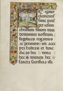 Initial T: The Crucifixion; Matteo da Milano, Italian, active 1492 - 1523, Rome, Italy; about 1520; Tempera and gold