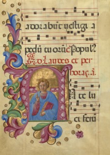 Initial A: Young Christ Blessing; Belbello da Pavia, Italian, Lombard, died after 1473, active about 1430 - 1473, Venice
