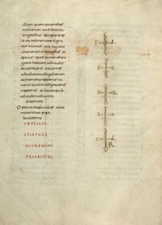 Text Page with Monogram; Lorsch, Germany; about 826 - 838; Tempera colors on parchment; Leaf: 31.6 x 24 cm, 12 7,16 x 9 7,16 in