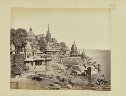 Benares; The Burning Ghat; Samuel Bourne, English, 1834 - 1912, Benares, India, Asia; 1865-1866; Albumen silver print
