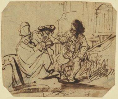 Joseph in Prison Interpreting Dreams; Govaert Flinck, Dutch, 1615 - 1660, Netherlands; about 1639; Pen and brown ink, traces