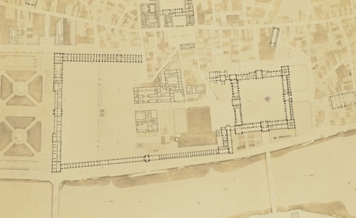 Plan of the Louvre and its Surroundings around 1830 by Charles Vasserot; Édouard Baldus, French, born Germany, 1813 - 1889